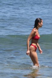 Bella Hadid in a Red Bikini - Malibu 07/04/2018
