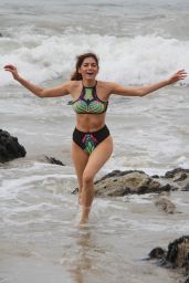 Blanca Blanco in a Multi-Colored Bikini on the Beach in Malibu