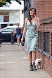Daisy Lowe Walking Her Dog in London