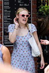 Dakota Fanning in Summer Dress Out in NYC 07/21/2018