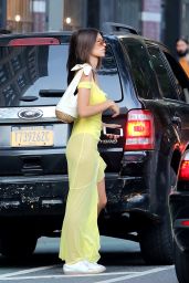 Emily Ratajkowski in a Sheer Yellow Maxi Dress and Bodysuit - Manhattan 07/19/2018