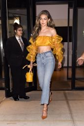 Gigi Hadid in a Ruffled Shirt - Out in New York 07/19/2018