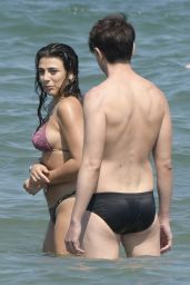 Giulia Salemi and Boy Friend at the Beach 07/15/2018