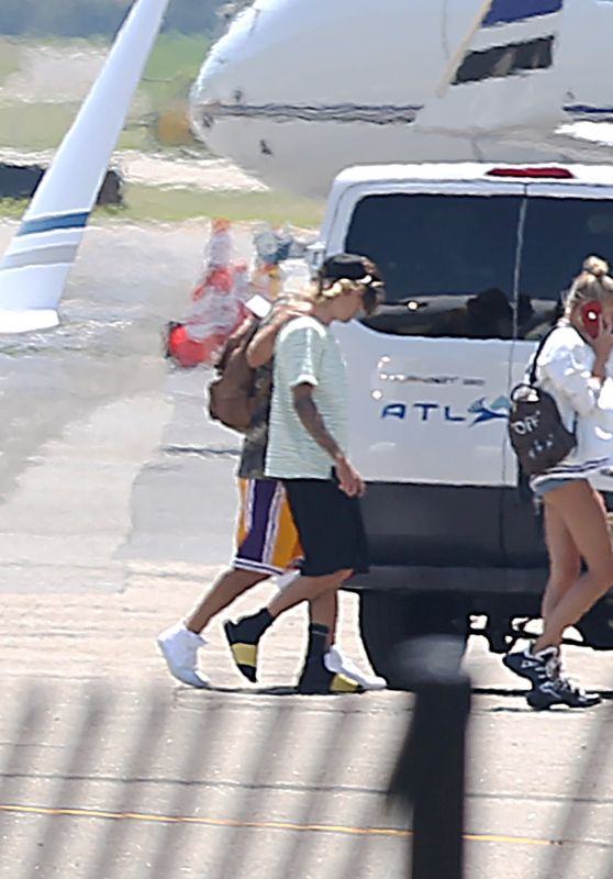 Hailey Baldwin and Justin Bieber at Teterboro Airport in New Jersey 07/10/2018