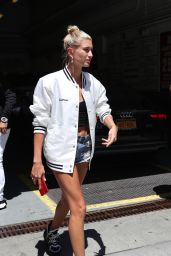 Hailey Baldwin Shows Off Her Legs in a Pair of Short Shorts in NYC