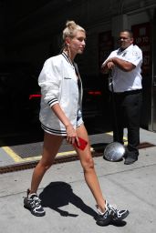 Hailey Baldwin Shows Off Her Legs in a Pair of Short Shorts in NYC