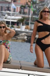 Hofit Golan in a Black Asymmetrical Bikini on a Boat in Ischia