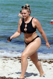 Iskra Lawrence in a Black Bikini on the Beach in Miami 07/12/2018