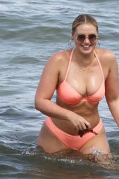 Iskra Lawrence in a Pink Bikini on the Beach in Miami 07/13/2018