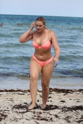 Iskra Lawrence in a Pink Bikini on the Beach in Miami 07/13/2018