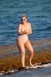 Iskra Lawrence in a Pink Swimsuit in Miami Beach 07/14/2018