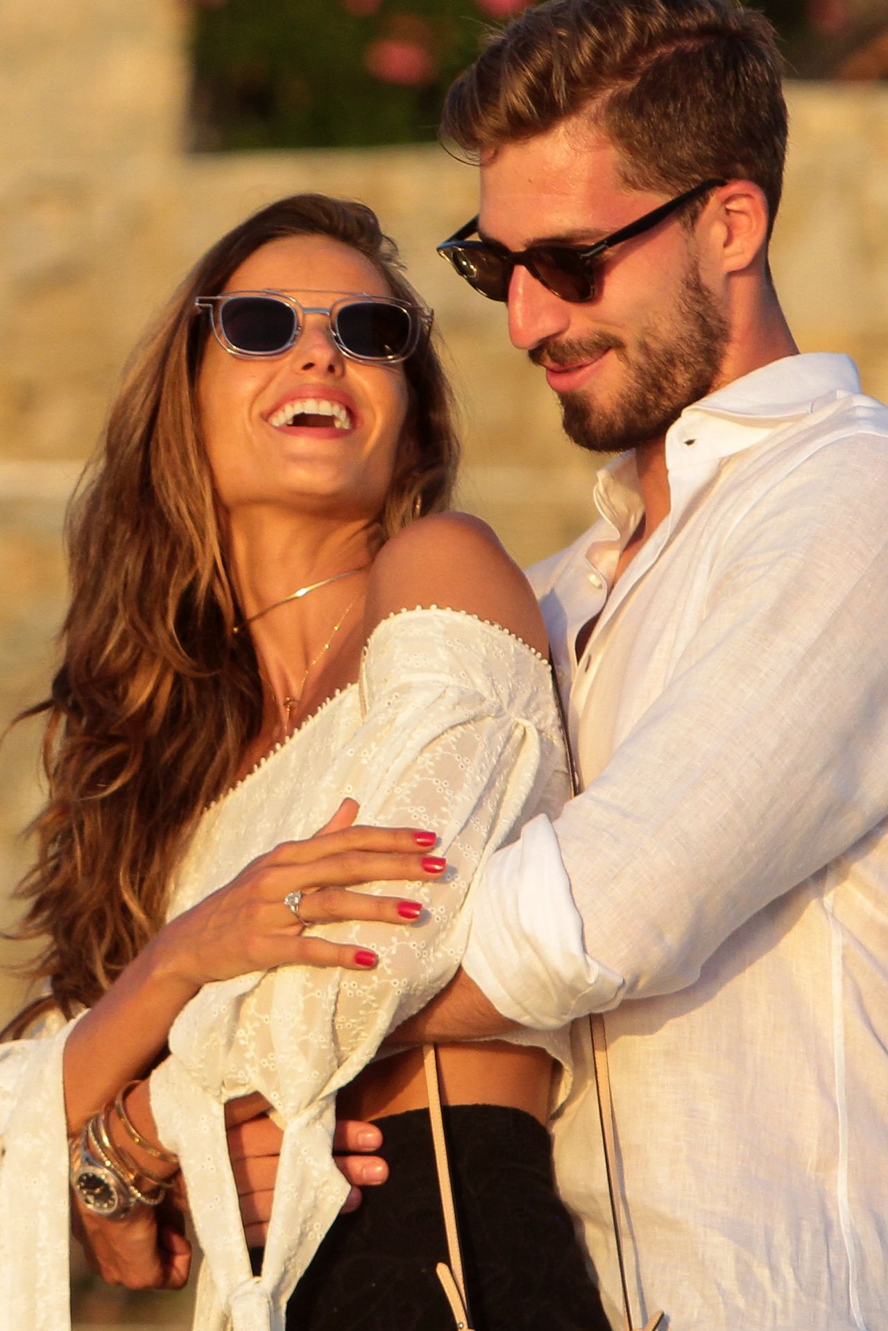 Izabel Goulart With Her Fiance After Their Engagement Party on Mykonos