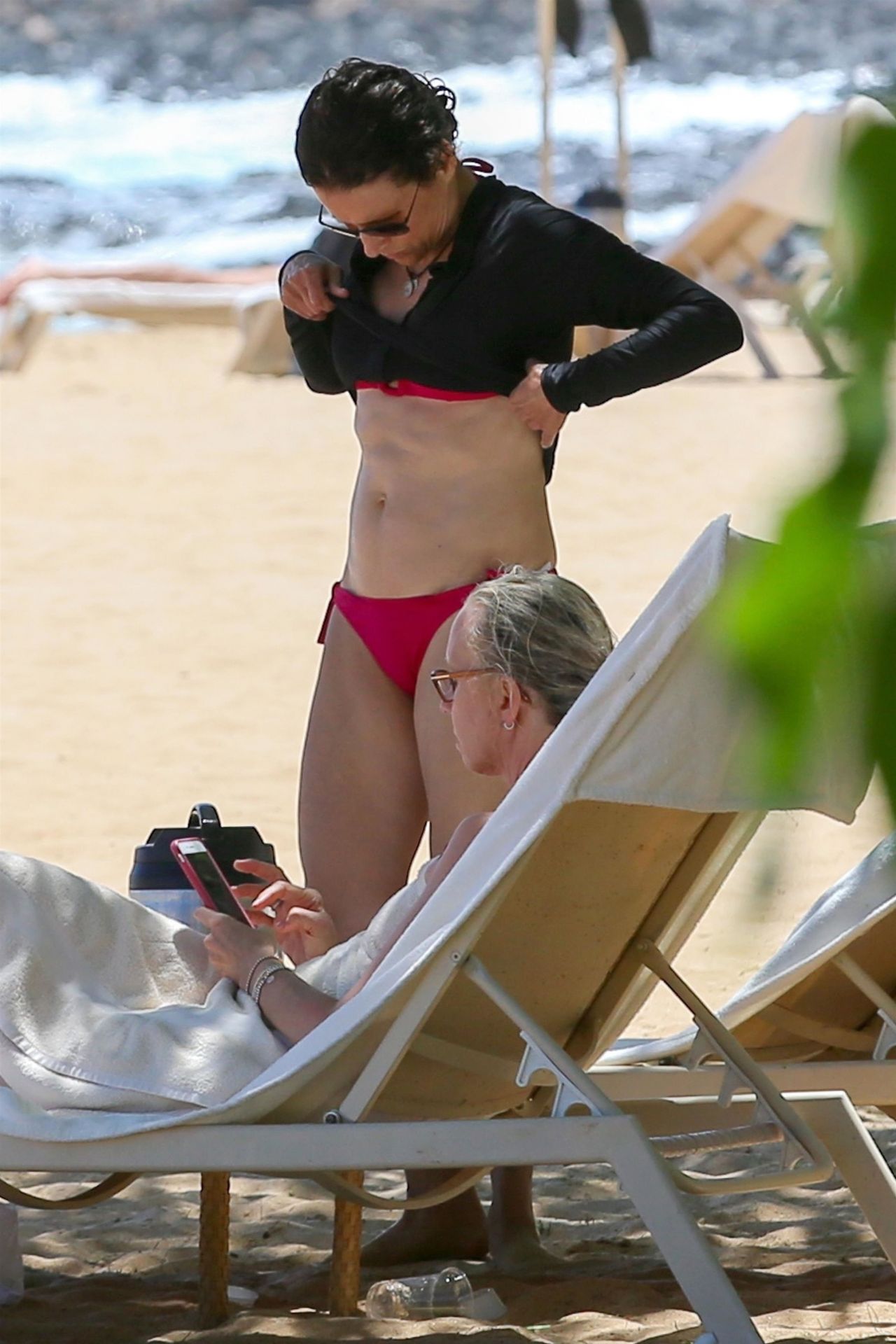 Julia Louis-Dreyfus in Bikini at the Beach on the Island of Lanai.