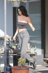 Kendall Jenner in High Waisted Jeans and a Tube Top - Calabasas 07/18/2018