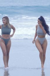 Kim Kardashian in Bikini - Working Out on the Beach in Los Angeles 07/11/2018
