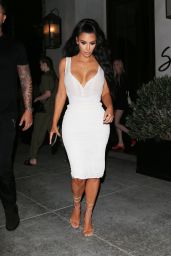 Kim Kardashian in White - Leaves Spago Restaurant in LA 06/30/2018