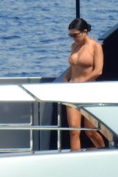Kourtney Kardashian Bikini Candids - On a Yacht in Portofino 07/08/2018
