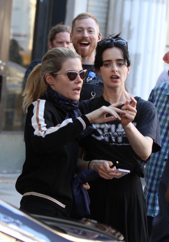 Krysten Ritter and Rachel Taylor - Filming Scenes at the Marvel