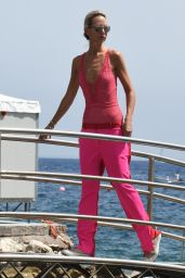 Lady Victoria Hervey in a Pink Bathing Suit at the Albergo Della Regina Isabella Hotel in Ischia