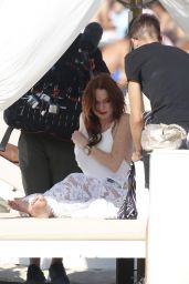 Lindsay Lohan - Photoshoot at Her Beach Club in Mykonos Island 07/29/2018
