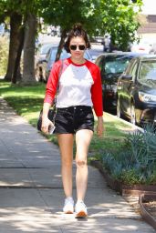 Lucy Hale Leggy in Shorts at Aroma Coffee and Tea in Studio City 07/26/2018