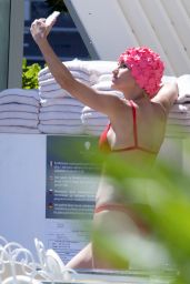 Michelle Hunziker in Bikini in the Pool in Milano Marittima