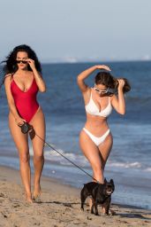 Natalie Halcro and Olivia Pierson in Red and White Bikini