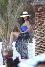Nicole Scherzinger in a Blue Swimsuit - Mykonos Island 07/01/2018