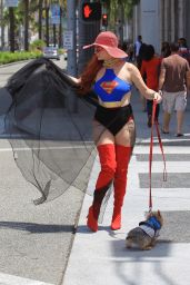 Phoebe Price in a Superwoman Costume - Beverly Hills 07/16/2018
