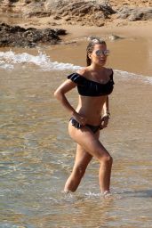 Sylvie Meis in a Black Bikini at the Beach on Mykonos Island 07/08/2018
