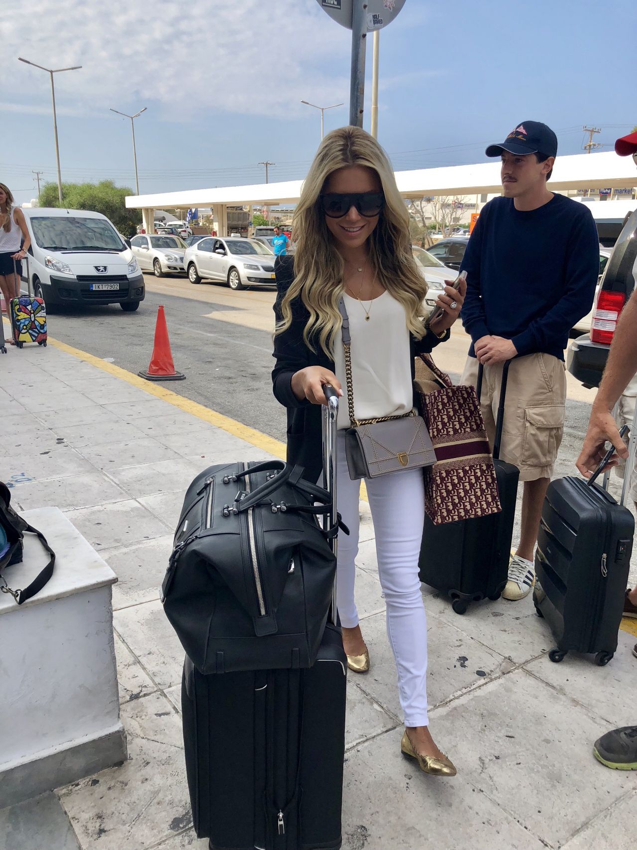 Sylvie Meis in Travel Outfit - at Mykonos Airport 07/26/2018 • CelebMafia