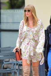 Taylor Swift in a Floral Dress and Large Sunglasses - NYC 07/15/2018