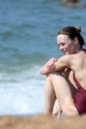 Vanessa Paradis in Swimsuit at the Beach in Biarritz