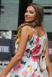 Zara McDermott Leggy in Floral Mini Dress - Outside ITV Studios in London