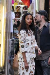 Zoe Saldana and Marco Perego - Shopping in Rome