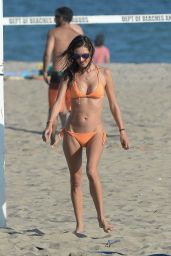 Alessandra Ambrosio in an Orange Bikini in Los Angeles 08/05/2018