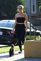 Bebe Rexha Makeup-Free - Going For a Walk With Her Dog in LA 08/08/2018