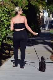 Bebe Rexha Makeup-Free - Going For a Walk With Her Dog in LA 08/08/2018