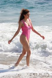 Blanca Blanco in a Pink Swimsuit - Beach in Malibu 08/28/2018