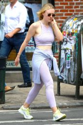 Dakota Fanning in Gym Ready Outfit in NYC 08/03/2018