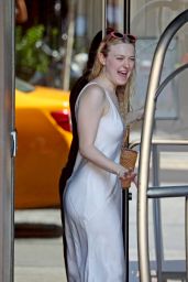 Dakota Fanning - Pulling a Luggage Cart in NYC 0823/2018