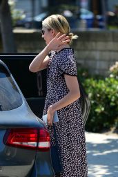 Dianna Agron in a Print Dress in LA 08/08/2018