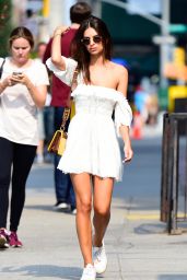 Emily Ratajkowski in a White Mini Dress in New York City 08/16/2018