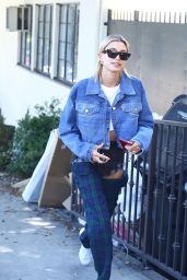 Hailey Baldwin in Plaid Trousers in LA 08/29/2018