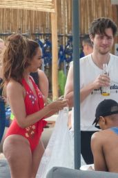 Jade Thirlwall in a Red Swimsuit in Mykonos 08/04/2018