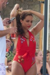 Jade Thirlwall in a Red Swimsuit in Mykonos 08/04/2018