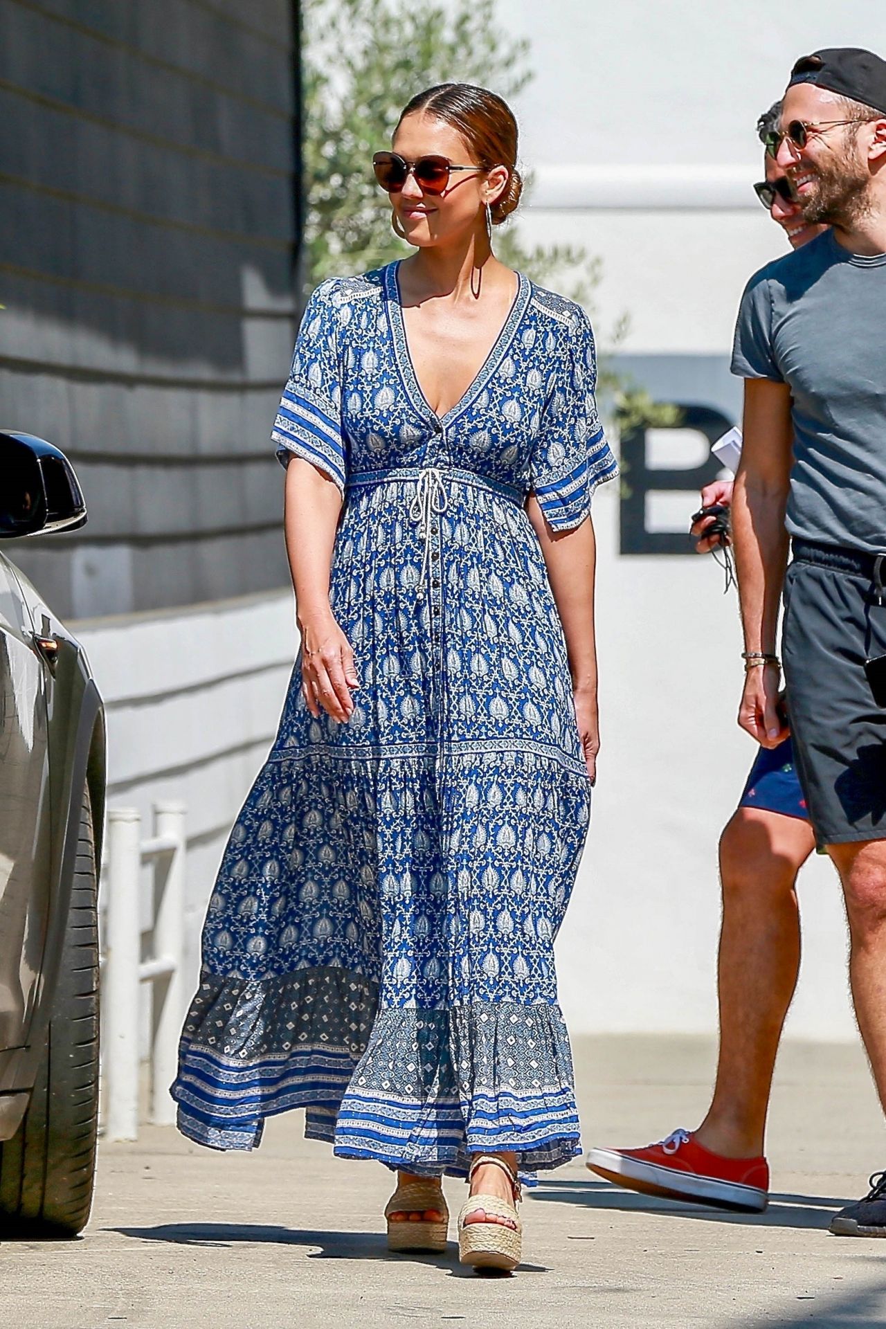 Jessica Alba in a Summery Blue Dress - Shopping in LA 08/04/2018 ...