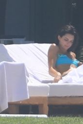 Kendall Jenner in a Blue Bikini Poolside at a Resort in Puerto Vallarta