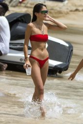 Kim Turnbull in a Red Bikini on the Beach in Barbados 08/11/2018