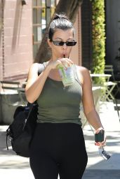 Kourtney Kardashian in Leggings and an Olive Green Tank Top - West Hollywood 08/29/2018